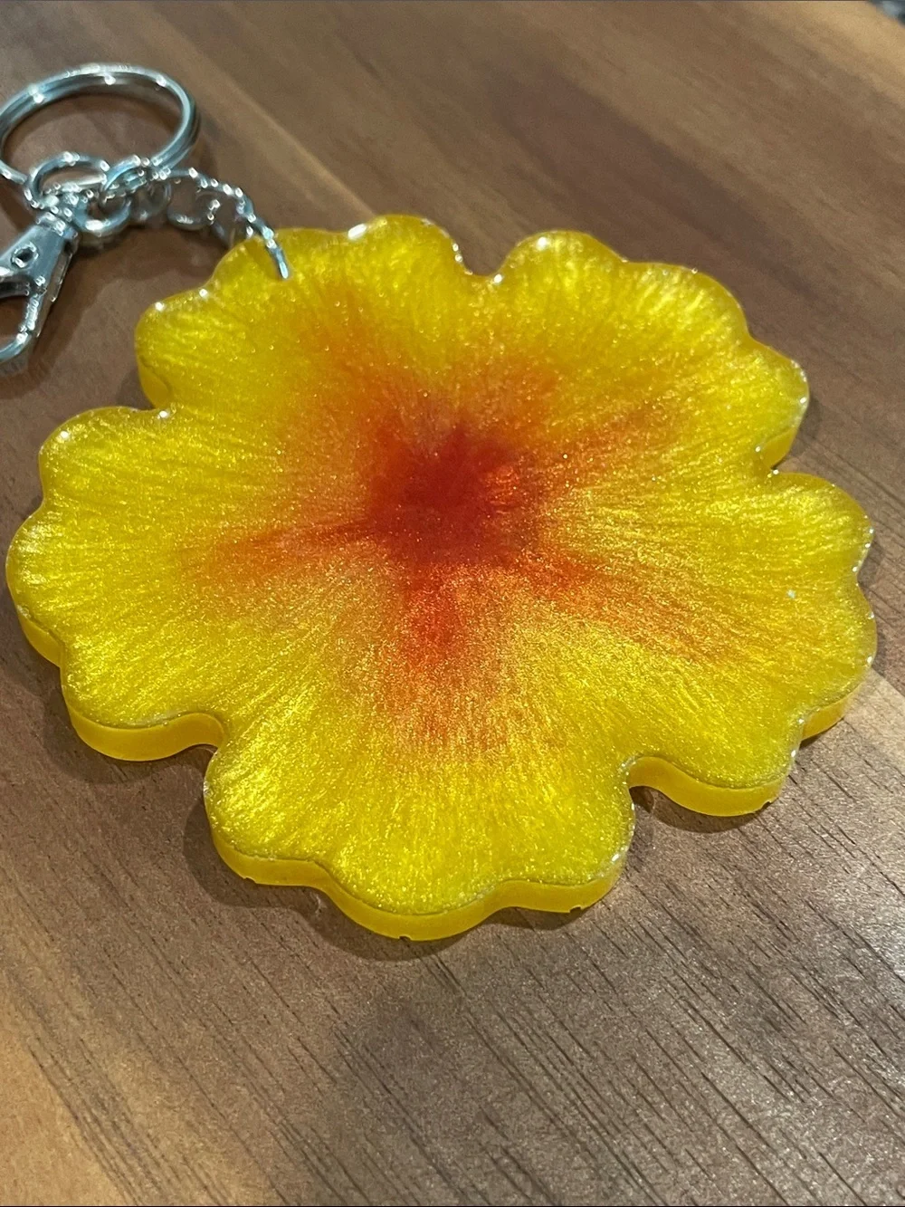 Handmade Yellow & Orange Flower Resin Keychain/Bag Charm